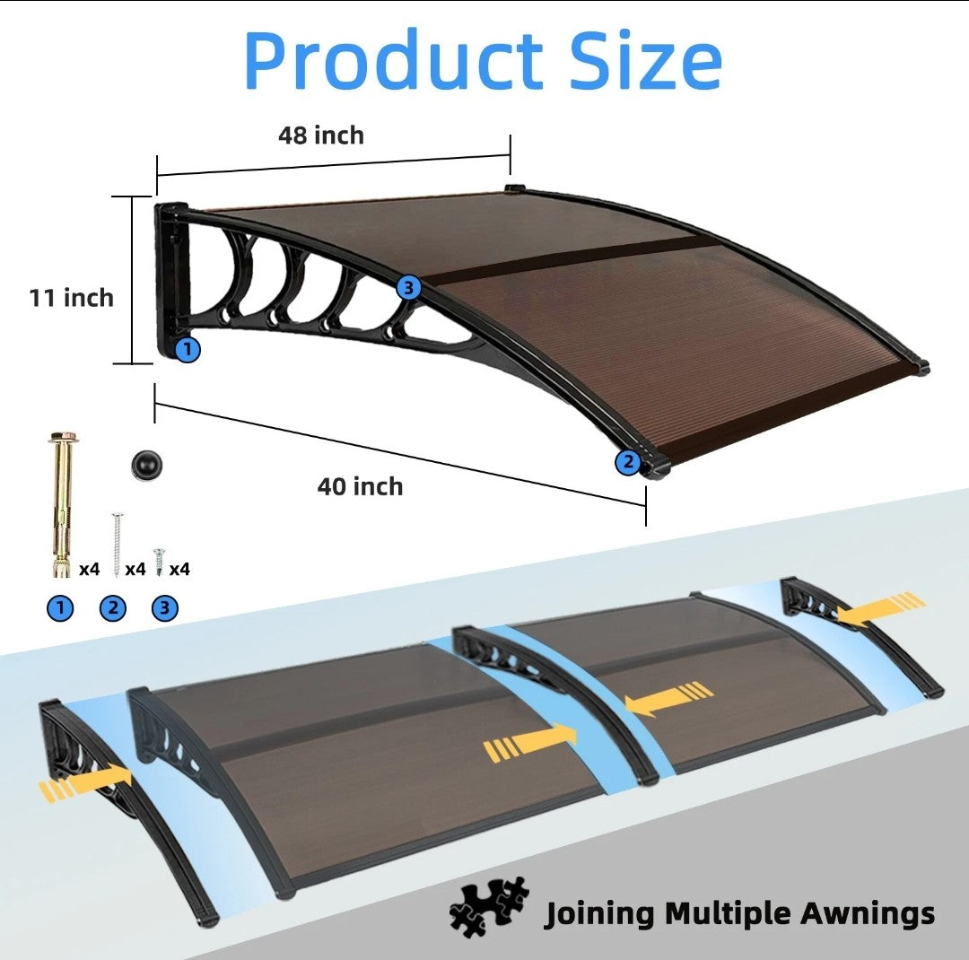 40" by 48" Window Awning Door Canopy for Patio